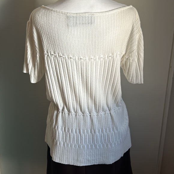 Liz Claiborne Liz Sport Short Sleeve Ribbed Knit  Peplum Lightweight Sweater Top - Picture 4 of 9